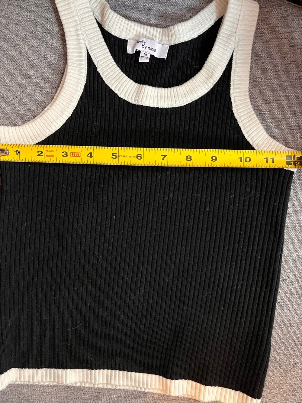 Edit by Nine Ribbed Contrast Trim Knit Tank Top - Size Medium - Picture 2 of 5
